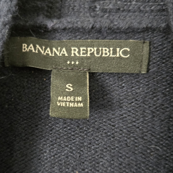 Banana Republc Wool Blend Navy Open Front Preppy Oversized Cardigan Sweater S - Picture 3 of 8